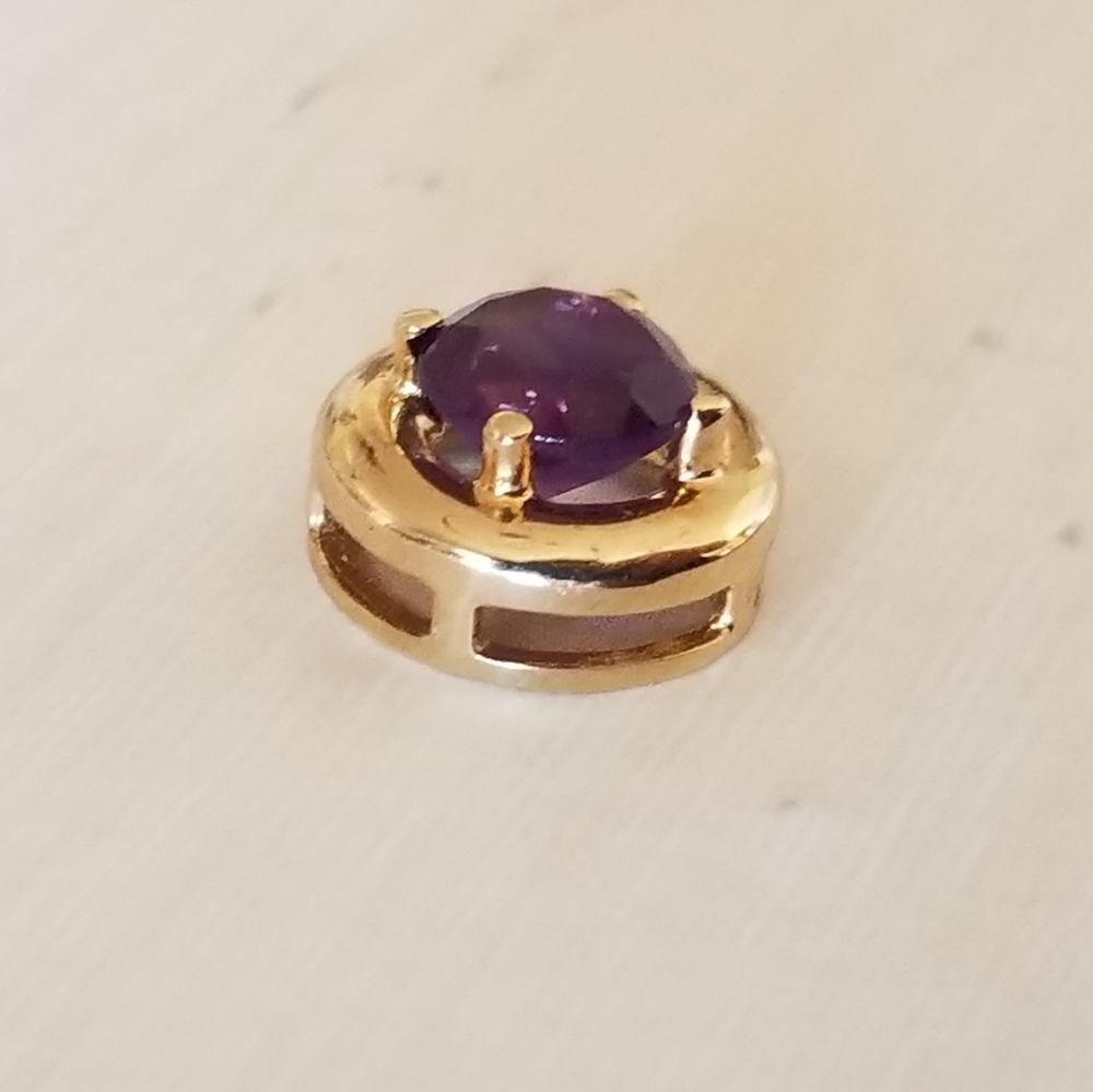 10K Gold Amethyst Slider Pendant
